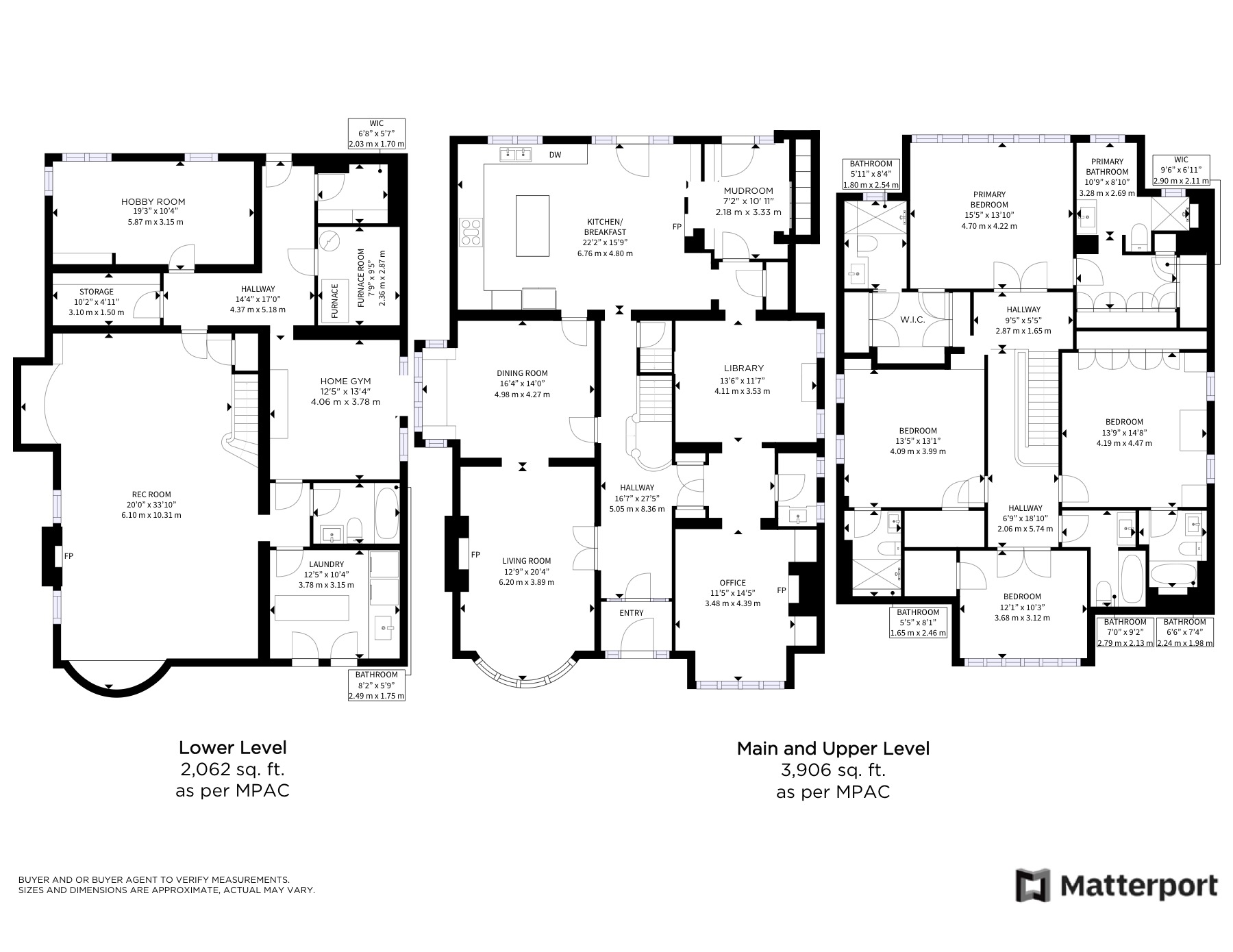 Lower, main and upper level floor plans for 270 Indian Road